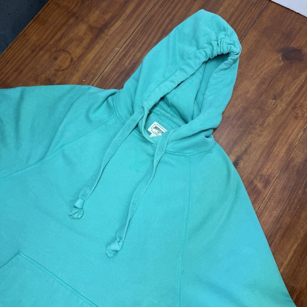 American Eagle Hoodie Womens S Teal Pullover Sweatshirt Split Side Long Sleeve
